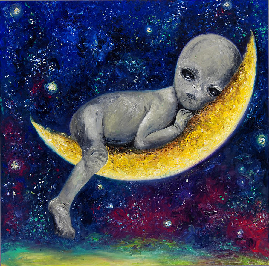 Moon Baby Painting by Hafsa Idrees