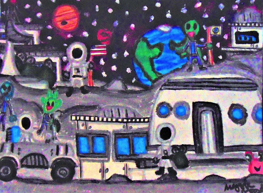 Moon Base Station Drawing by Maggie Russell - Fine Art America