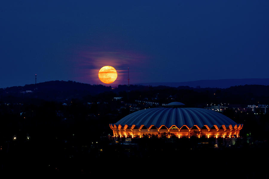 Moon behind Coliseum composite Photograph by Dan Friend