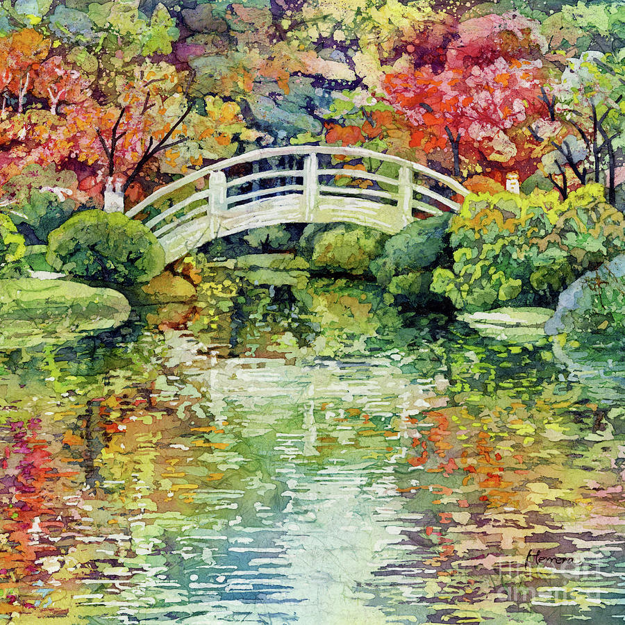 Moon Bridge - Japanese Garden Painting