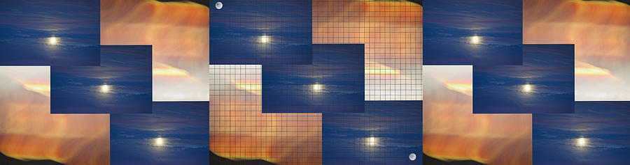 Moon Clouds and Sunset Panel 3 Photograph by SC Heffner