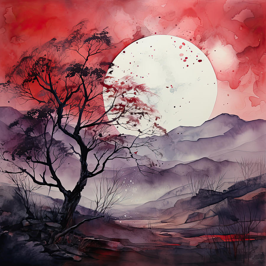 Moon Divine - Autumn Moonrise Painting by Lourry Legarde