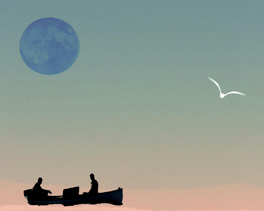 Moon Fishing Digital Art by Kathy Paynter
