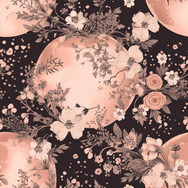Moon Floral Pattern 1 Digital Art by Britten Adams