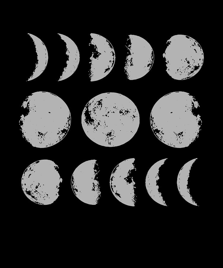 Moon Full Moon Lunar Phases Space Digital Art By Moon Tees - Fine Art 