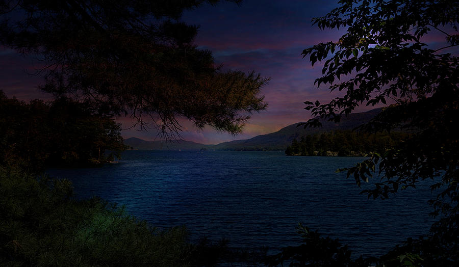 Moon Glow Over Lake Photograph by Russel Considine