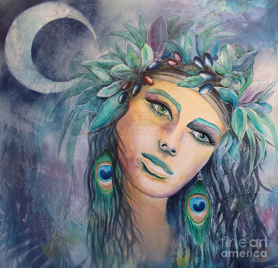 Moon Goddess 5 Painting by Reina Cottier
