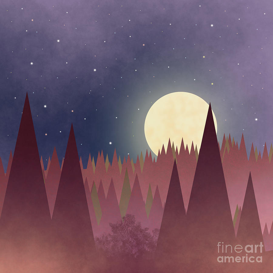 Moon in a forest Drawing by Javier Narvaez | Fine Art America