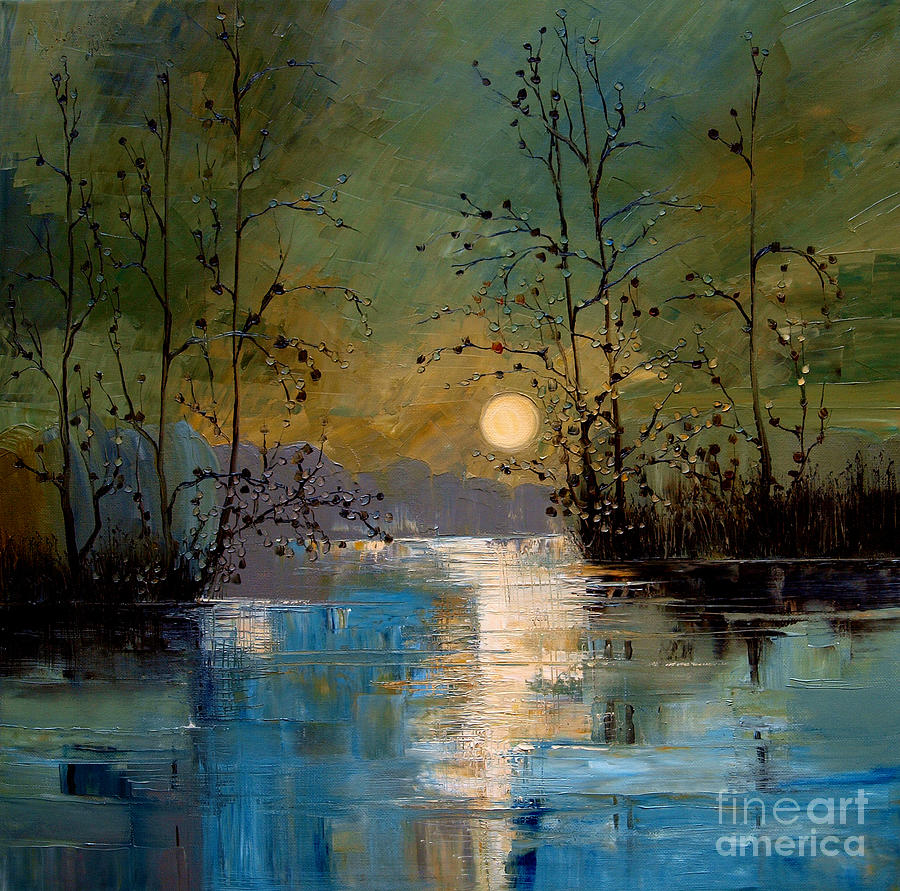 Landscape Painting - Moon by Justyna Kopania