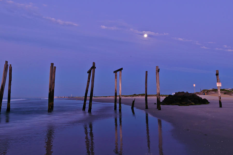 Moon Light Piers Photograph by Louis Dallara