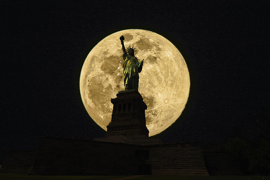 Moon Lit Statue of Liberty Photograph by Montez Kerr