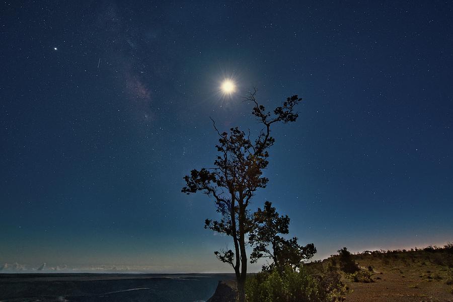 Moon Milky Way Meteor and Jupiter Photograph by Heidi Fickinger