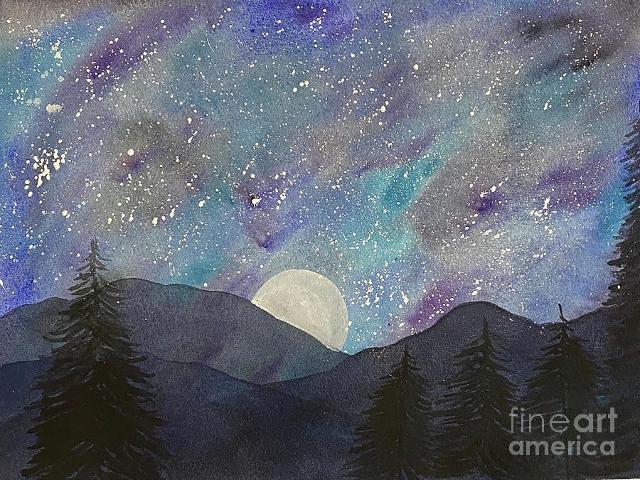 Moon Mountains Painting by Lisa Neuman