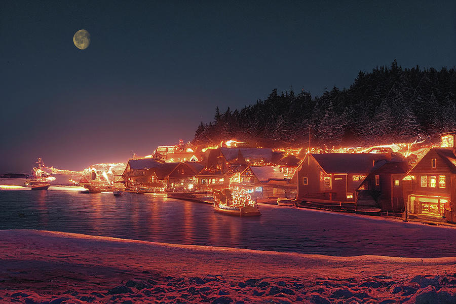 Moon of Winter Coast Digital Art by Bill Posner