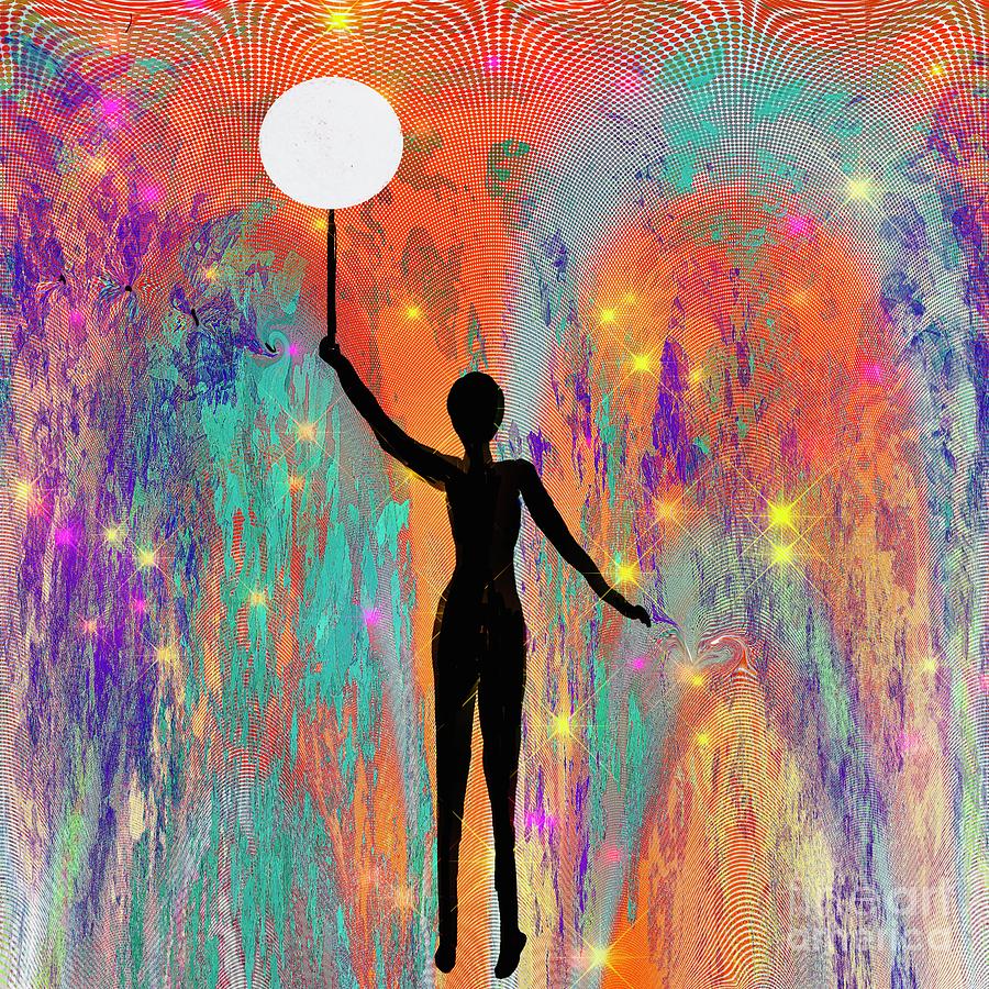 Moon on a stick fantasy  Digital Art by Elaine Hayward