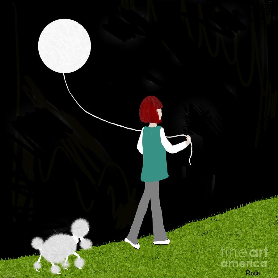 Moon on a string art Digital Art by Elaine Hayward