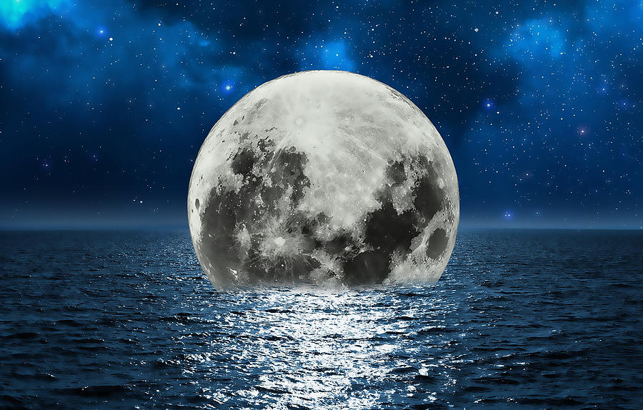 Moon On Water Mixed Media