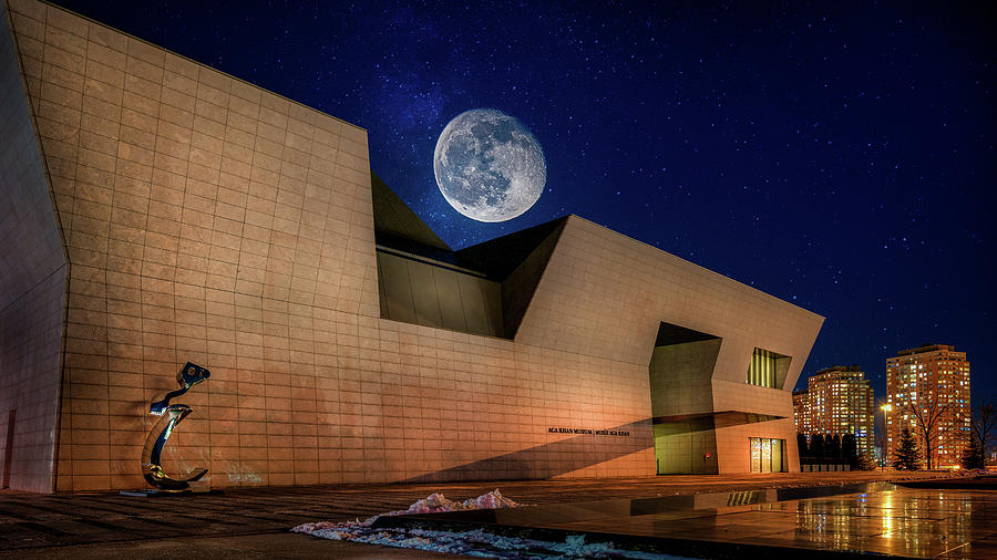 Moon Over Aga Khan Museum Toronto Photograph by Dee Potter