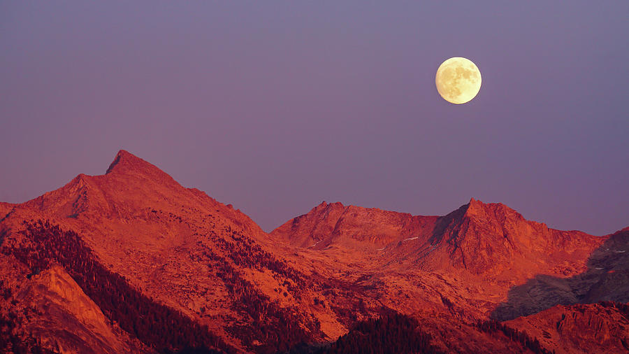 Moon Over Alpenglow Photograph by Brett Harvey