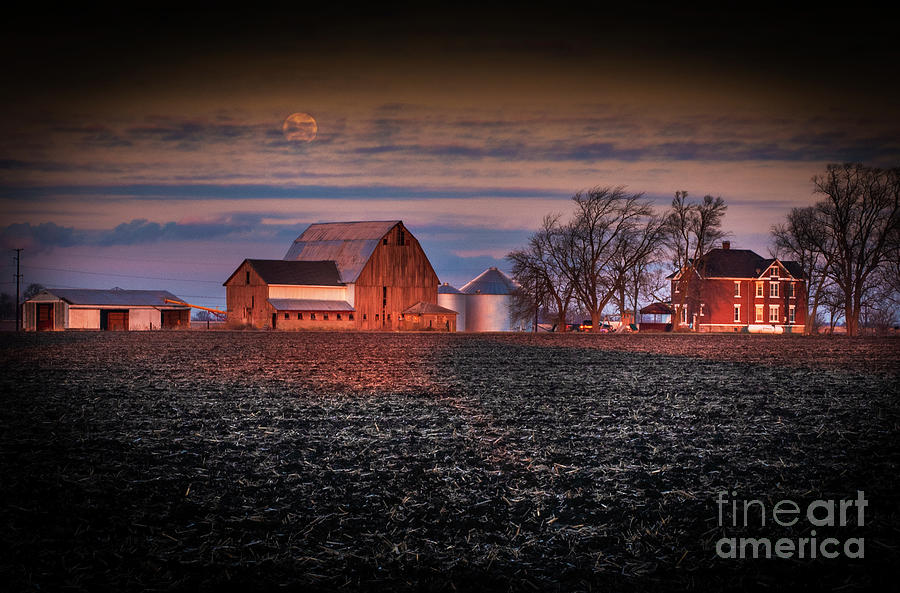 Moon over an Illinois Farm Photograph by Sandra Rust Moon over an Illinois Farm Photograph by Sandra Rust