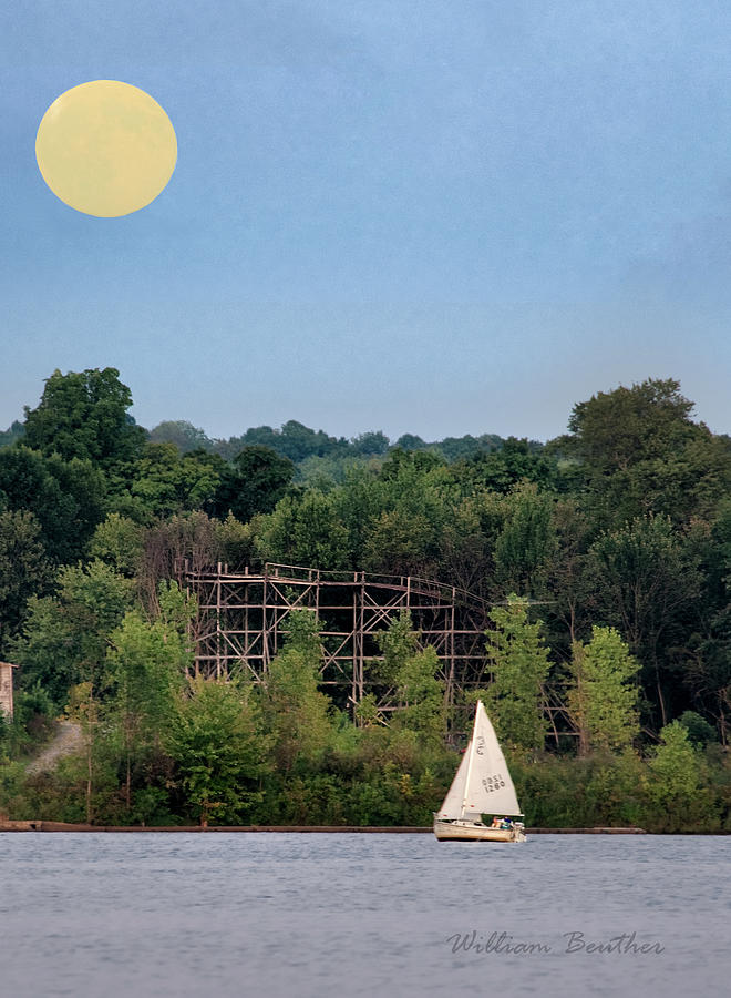 Moon Over Chippewa Lake Photograph by William Beuther