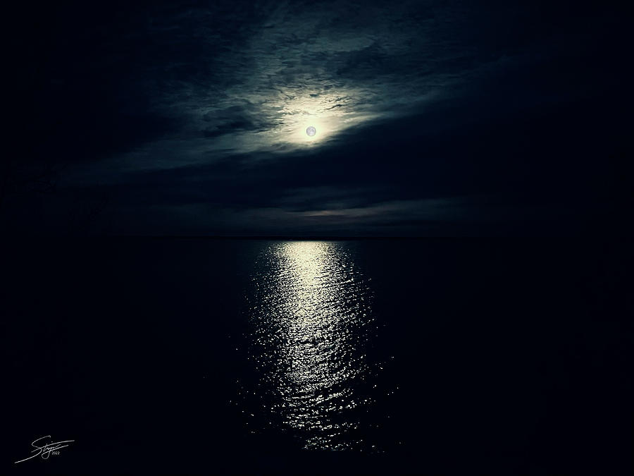 Moon Over East Bay Digital Art by Rick Stringer