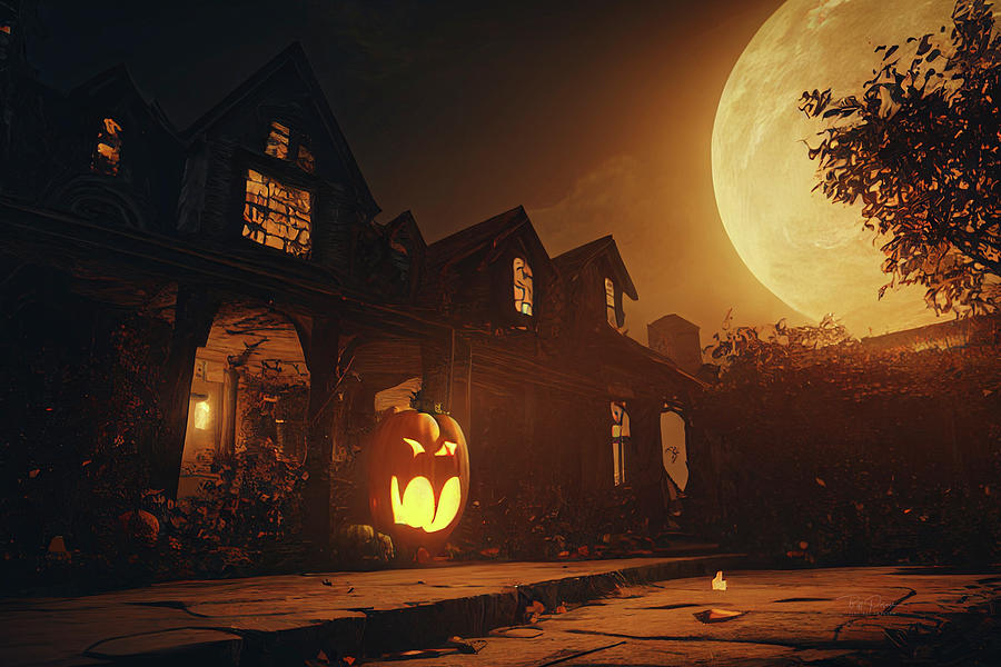Moon over Halloween Digital Art by Bill Posner