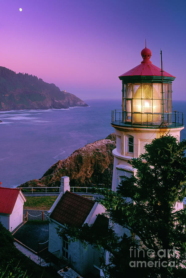 Moon over Heceta Head Photograph by Inge Johnsson