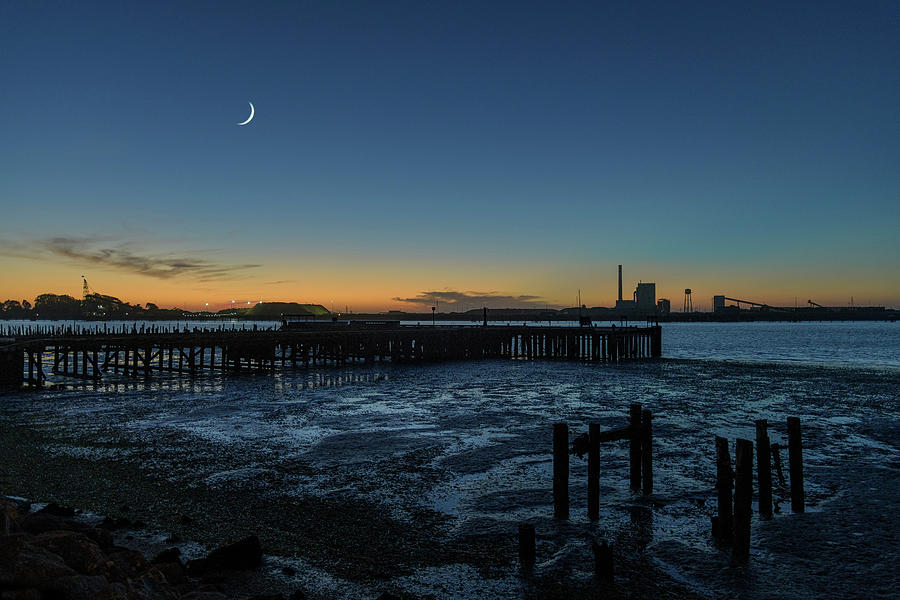 Moon over Humboldt Bay Photograph by Jon Exley