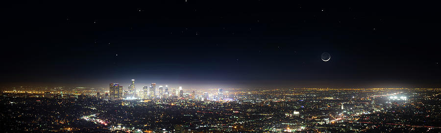 Moon Over Los Angeles Photograph by Mark Andrew Thomas