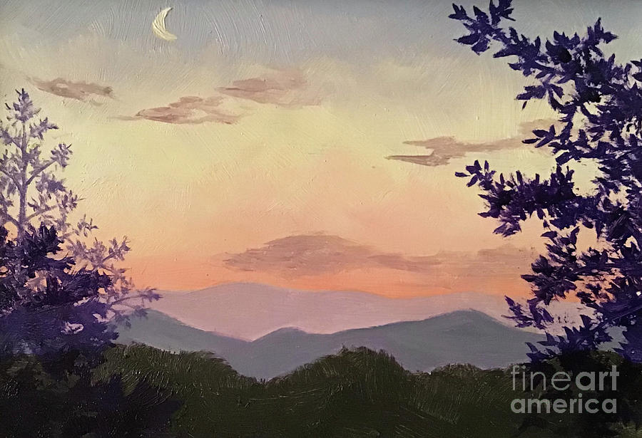 Moon Over Mountains Painting by Anne Marie Brown