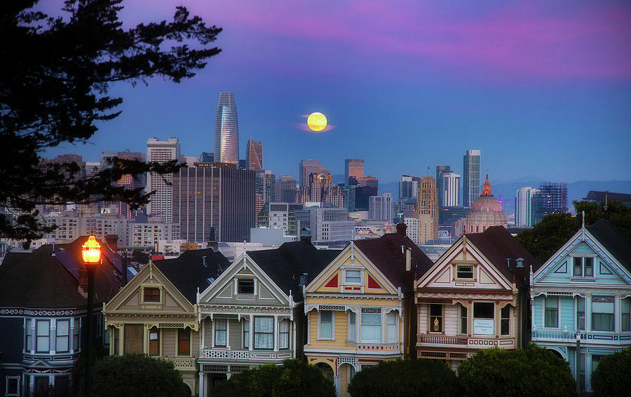Moon over Painted Ladies Photograph by Louis Raphael