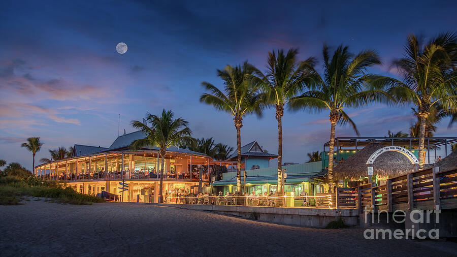 Architecture Photograph - Moon Over Sharkys, Venice, Florida by Liesl Walsh