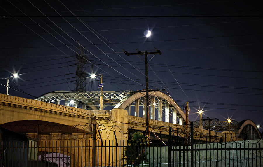 Moon Over the 6th Street Bridge Photograph by Eyes Of CC