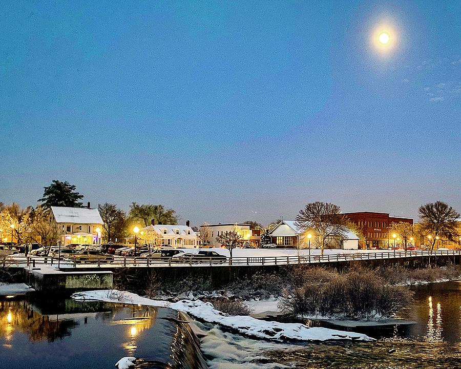Moon over the Cocheco River  Photograph by John Gisis