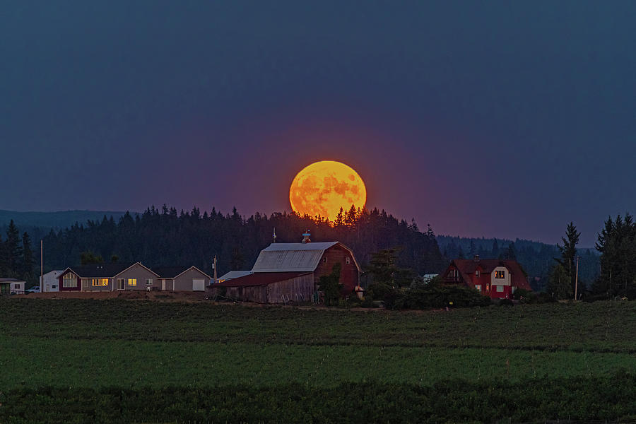 Moon over the farm Photograph by Ulrich Burkhalter