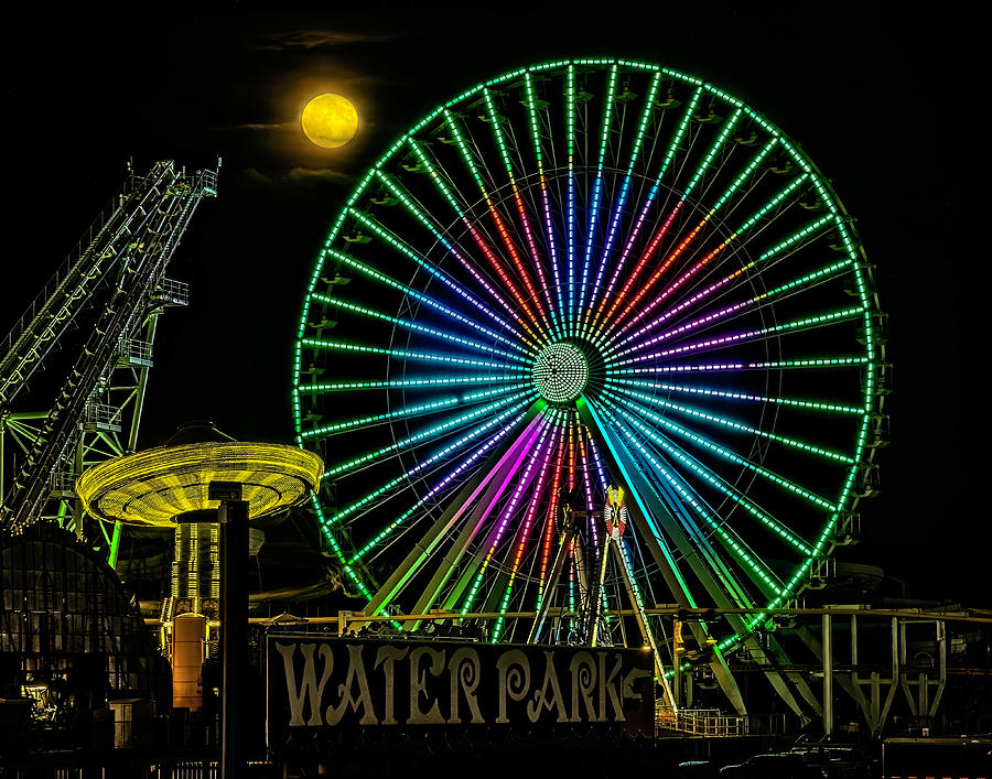Moon Over the Ferris Wheel Photograph by Nick Zelinsky Jr