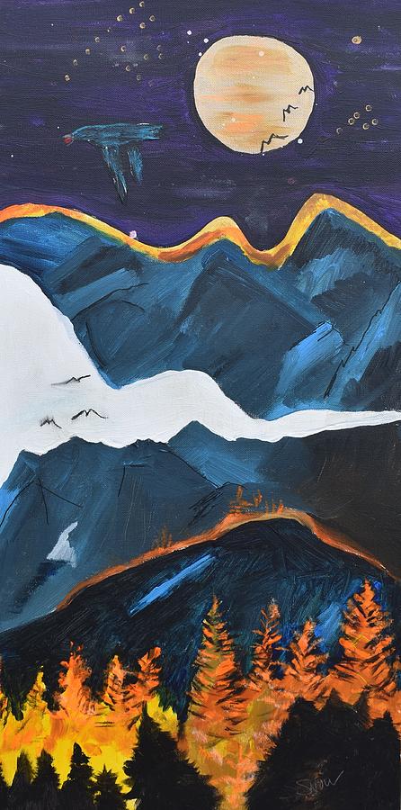 Moon over the Mountains Painting by Susan Voidets