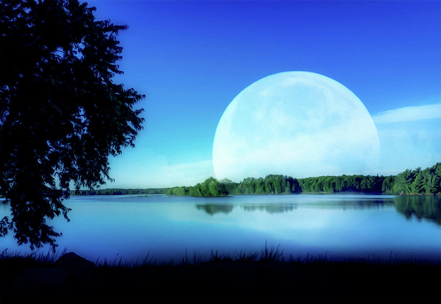 Moon Over Water Night Composite Photograph by Sandra J's - Fine Art America