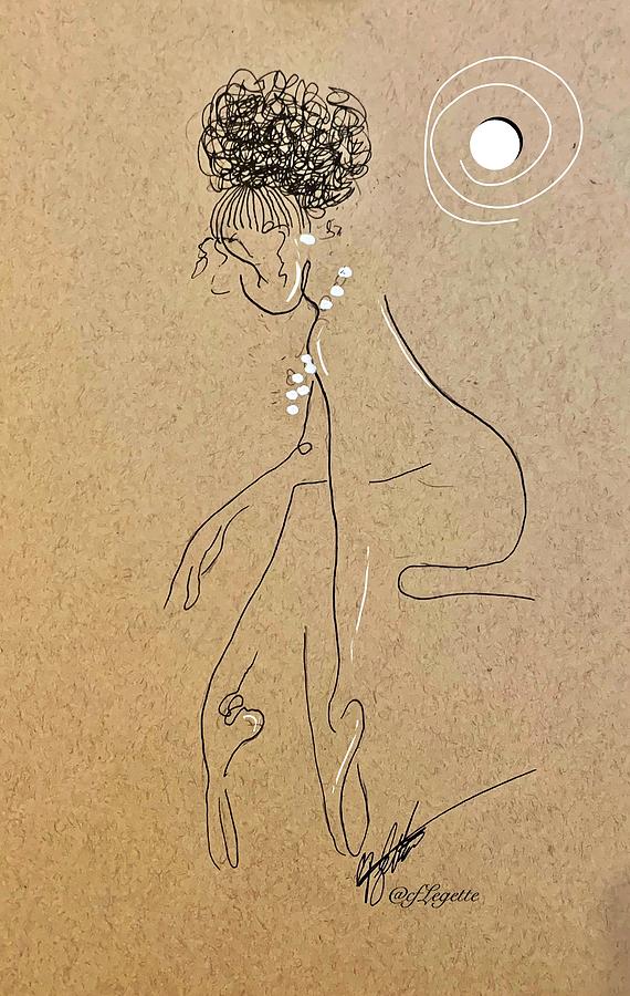 Illuminated  Ballerina With Pearls Drawing by C F Legette