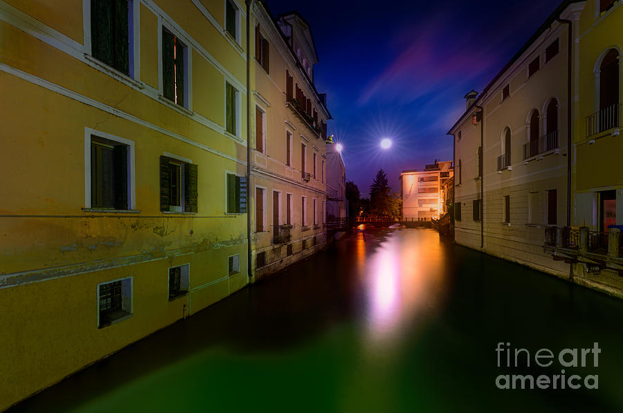Moon reflections in Treviso Italy Photograph by The P