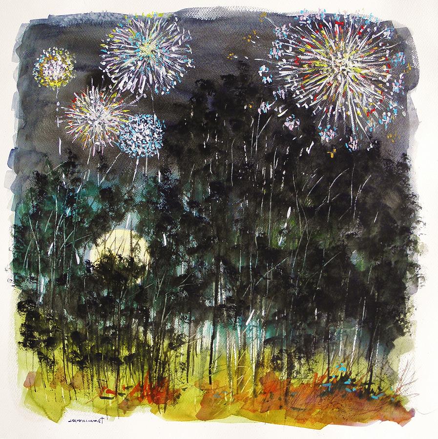 Moon Rise, Fourth of July Painting by John Williams