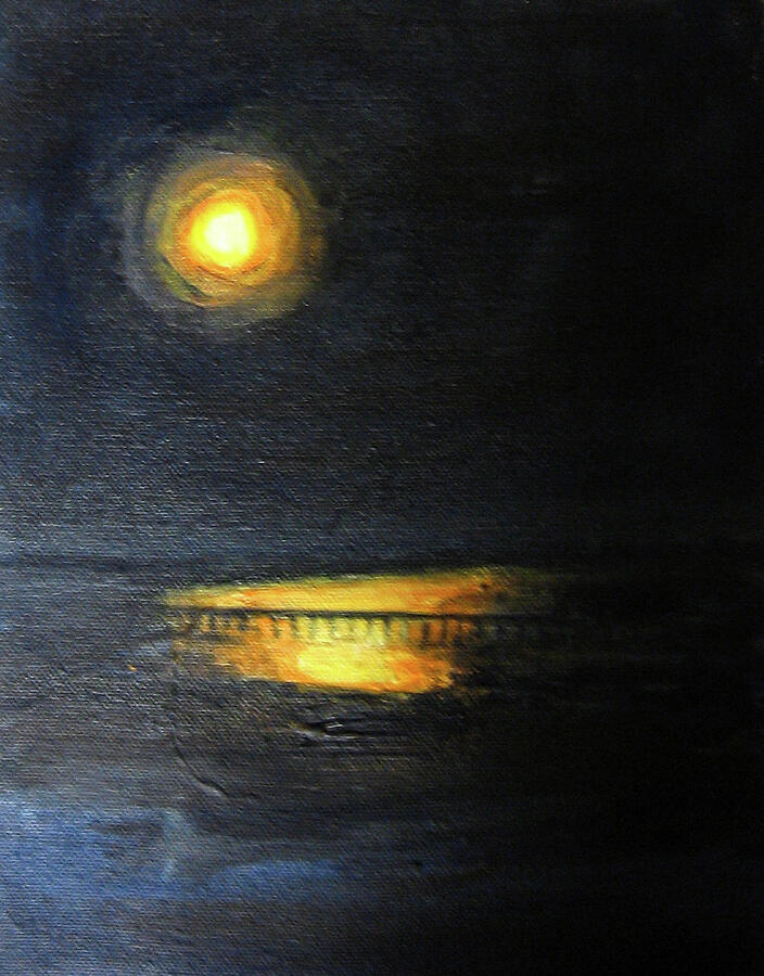Moonrise, St Johns River Painting by Morri Sims