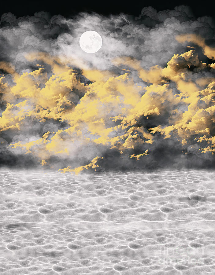 Moon Rises Over Water Digital Art by Felix Lai