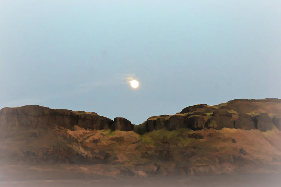 Moon Rising Over Columbia Hills Photograph