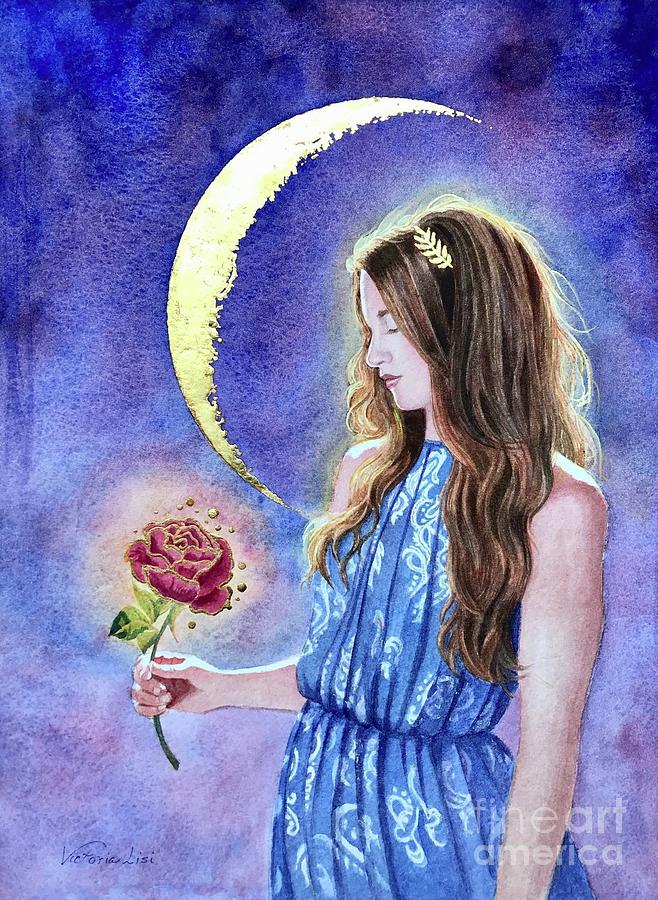 Moon  Rose Painting by Victoria Lisi