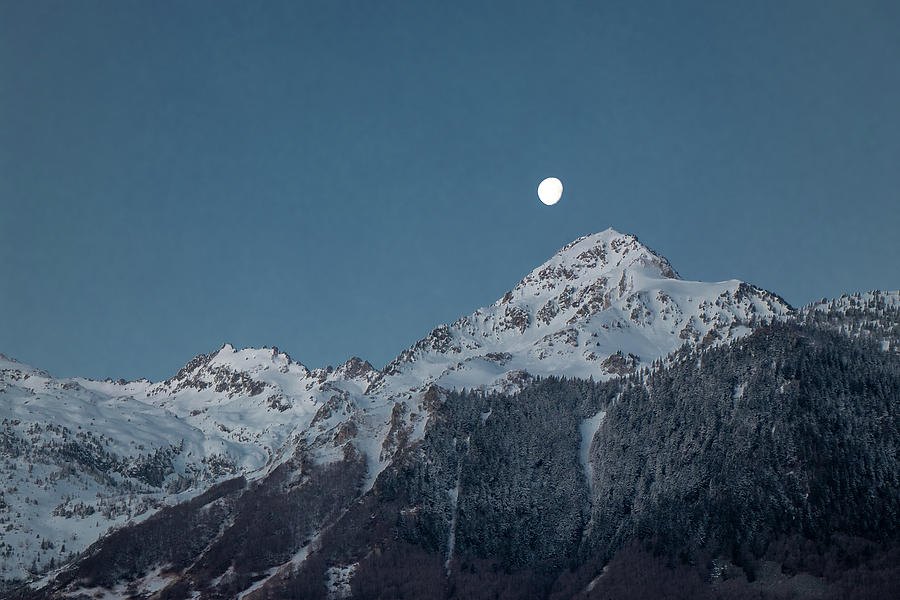 Moon setting over the Pyrenees Photograph by Avenue Des Images Moon setting over the Pyrenees Photograph by Avenue Des Images