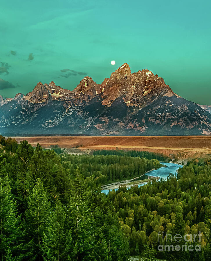 Grand Teton National Park Photograph - Moon Setting by Robert Bales