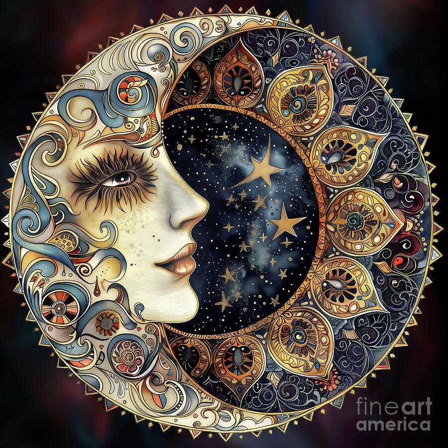 Moon Smile to the Starry Night Digital Art by Peter Awax - Fine Art America