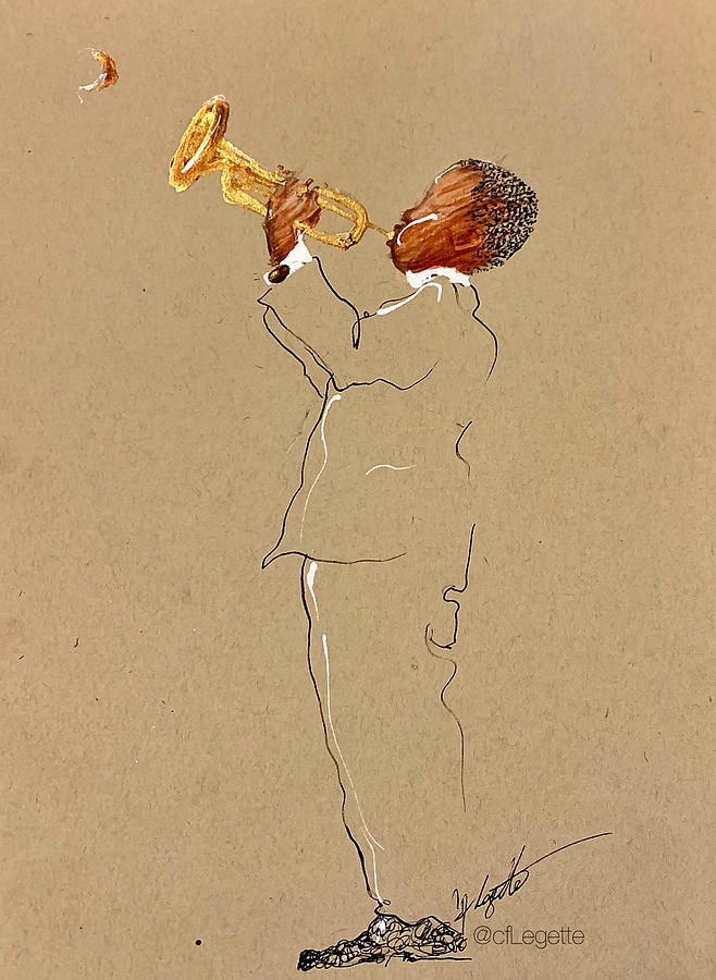 The Best Moon Sax Drawing by C F Legette